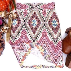 Antonio Melani Pink White Multicolored Patterned Cotton Blend Skirt  Sz 4